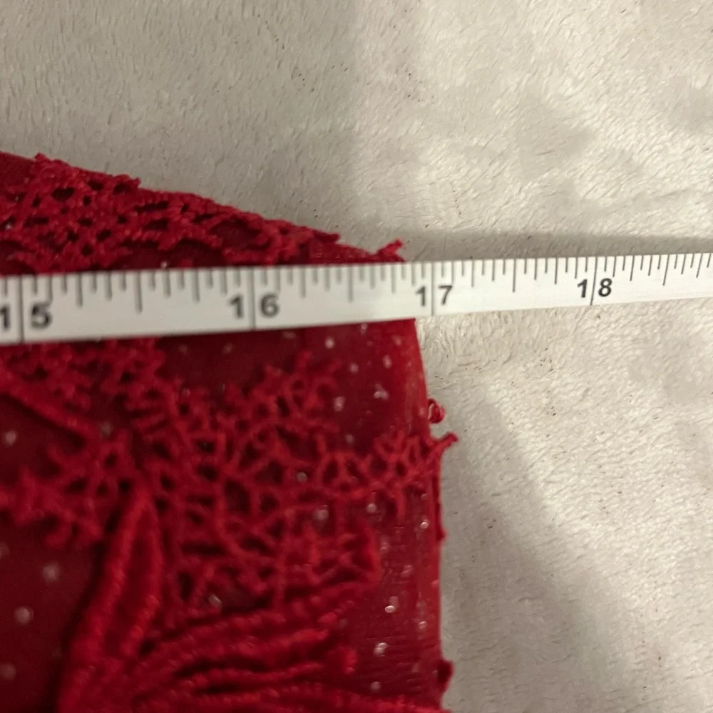 Pomuyoo Elegant Red Lace Mermaid Silhouette Evening Gown - Picture 8 of 10